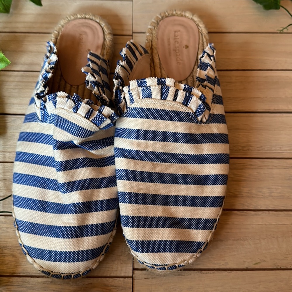 Kate spade espadrilles- flats nautical beach worn but okay shape Vacation time! - Picture 1 of 8